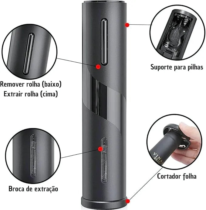 Kit Abridor de Garrafa de Vinho Elétrico Automático